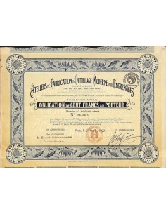 1922 - ATELIERS DE FABRICATION D'OUTILLAGE MODERNE POUR...