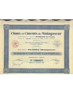 1930 - CHAUX ET CIMENTS DE MADAGASCAR