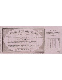 PRESTITO A PREMI DELLA CITTA' DI MILANO- CESSIONE DI UNA OBBLIGAZIONE 1861