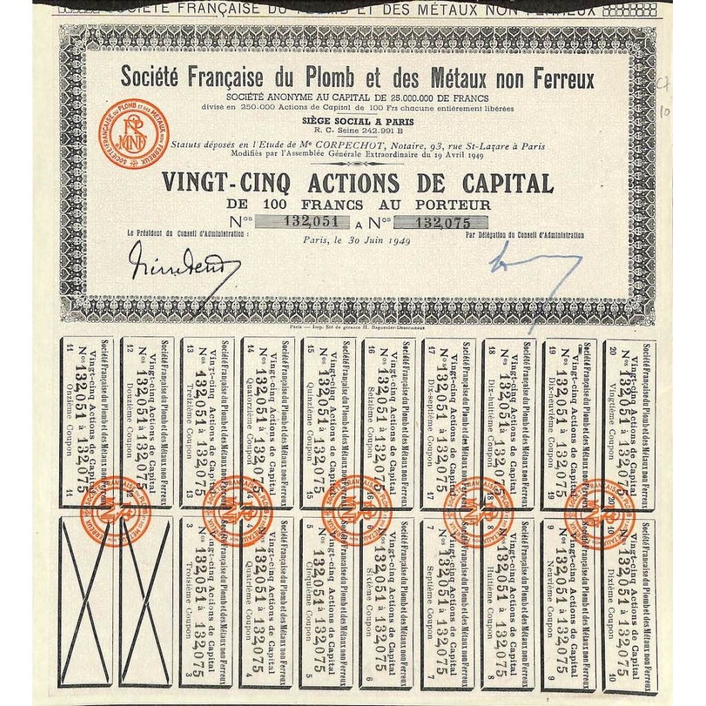 1949 - FRANCAISE DU PLOMB ET DES METAUX NON...