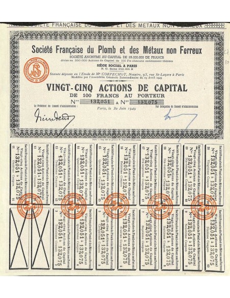 1949 - FRANCAISE DU PLOMB ET DES METAUX NON FERREUX SOC.