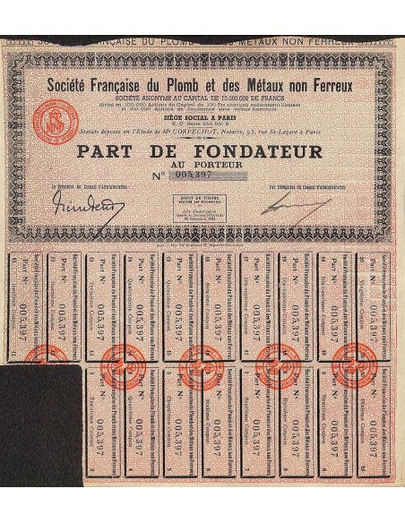 1931 - FRANCAISE DU PLOMB ET DES METAUX NON FERREUX SOC.