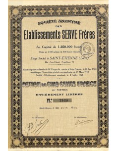 1930 - ETABLISSEMENTS SERVE FRERES SOC. ANON. DES
