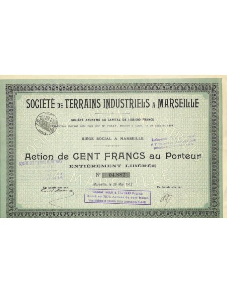 1912 - TERRAINS INDUSTRIELS A MARSEILLE SOC. DE