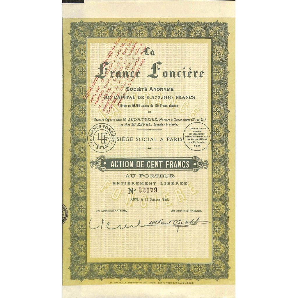 1940 - LA FRANCE FONCIERE