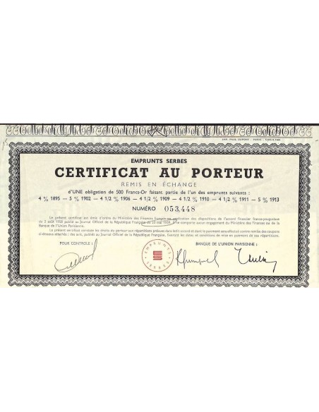 1959 - EMPRUNTS SERBES