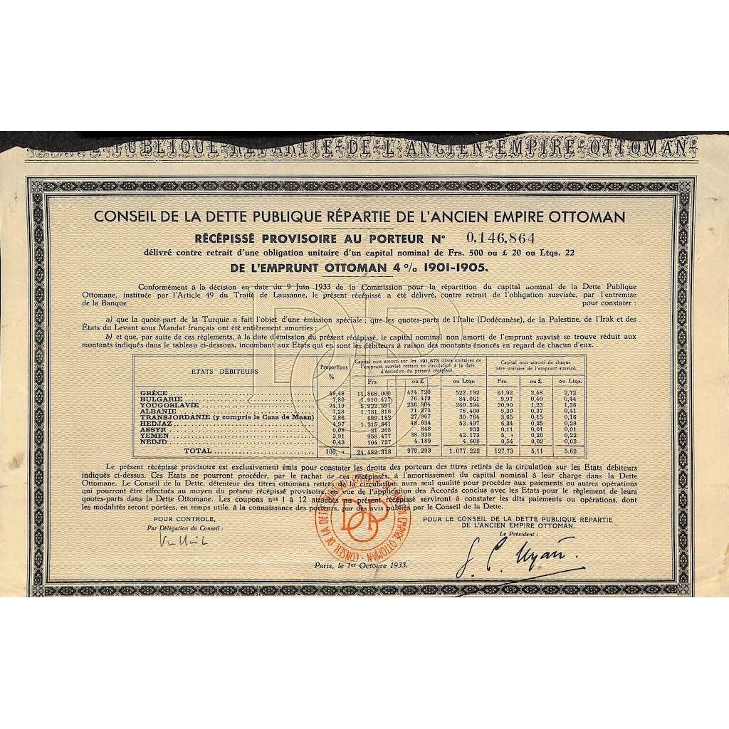 1933 - CONSEIL DE LA DETTE PUBLIQUE REPARTIE DE...