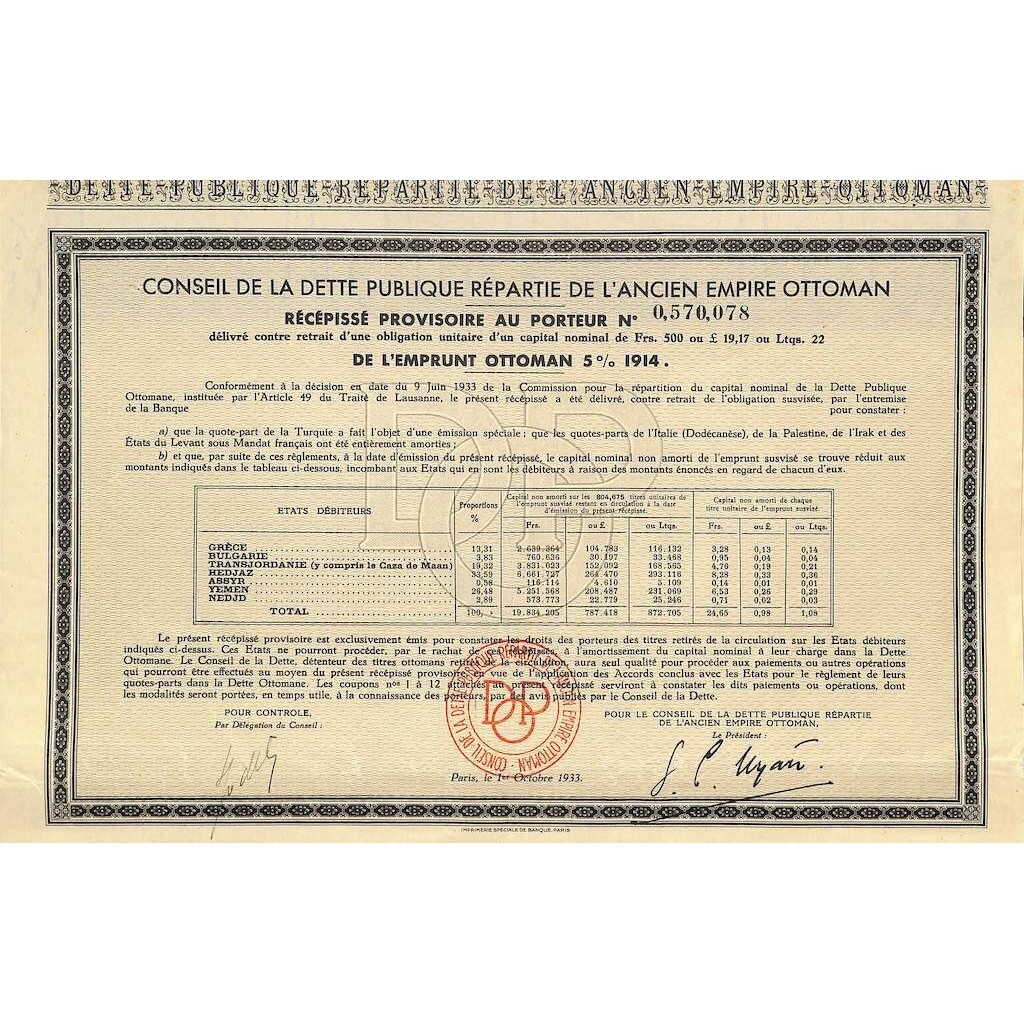 1933 - CONSEIL DE LA DETTE PUBLIQUE REPARTIE DE...