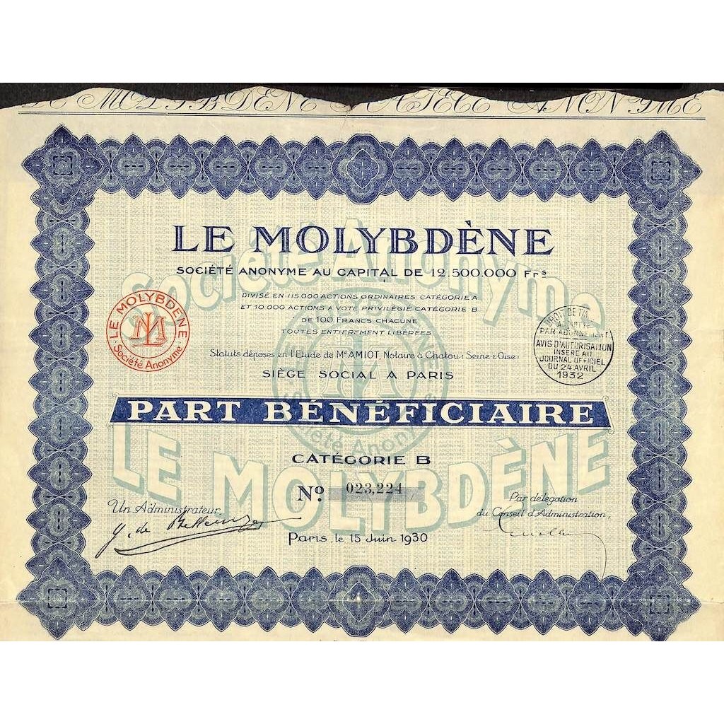 1930 - LE MOLYBDENE