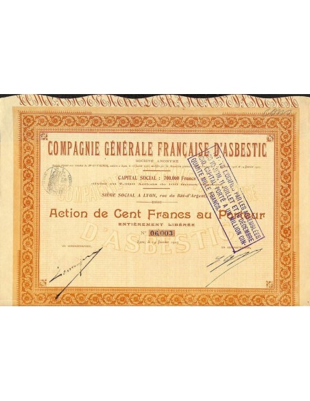 1907 - COMPAGNIE GENERALE FRANCAISE D'ASBESTIC