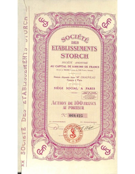 1929 - ETABLISSEMENTS STORCH SOC. DES