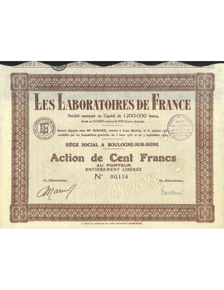 1935 - LES LABORATOIRES DE FRANCE