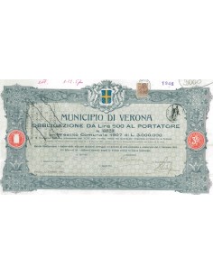 MUNICIPIO DI VERONA - 1 OBBLIGAZIONE 1907
