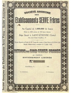 1928 - ETABLISSEMENTS SERVE FRERES SOC. ANON. DES