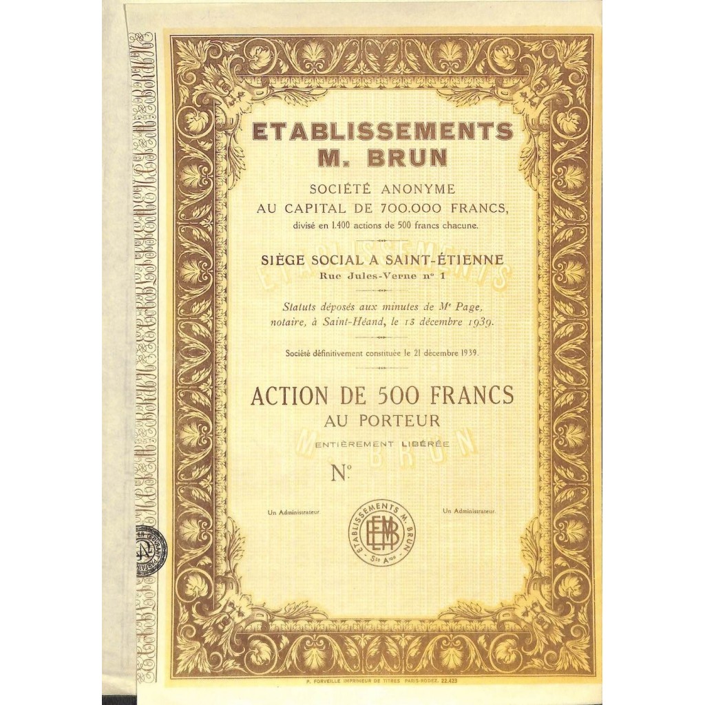 1939 - ETABLISSEMENTS M. BRUN