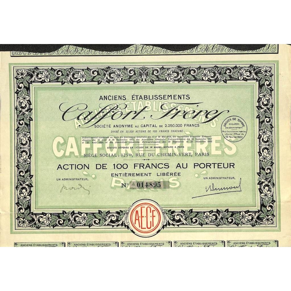 1923 - CAFFORT FRERES ANCIENS ETABLISSEMENTS