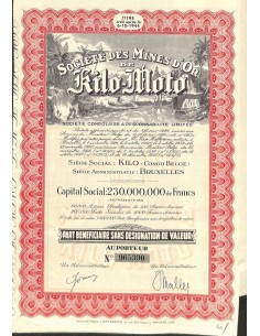 1944 - MINES D'OR DE KILO-MOTO SOC. DES - PART BENEFIC.