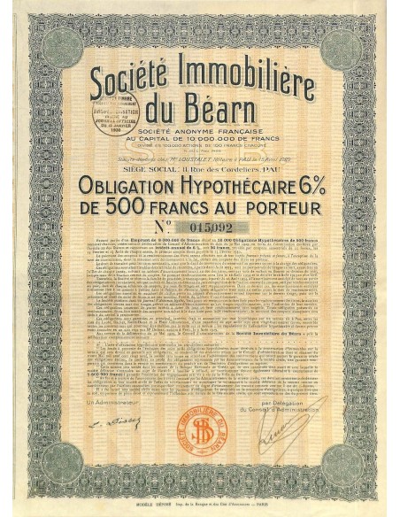 1929 - IMMOBILIERE DU BEARN SOC.