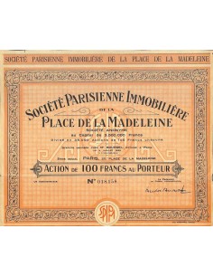 1929 - PARISIENNE IMMOBILIERE DE LA PLACE DE LA MADELEINE...