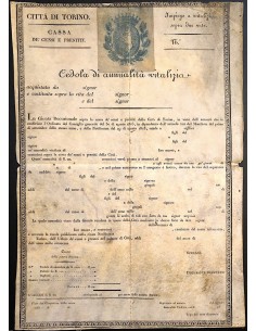 1816 - CITTA' DI TORINO CASSA DE CENSI E PRESTITI CEDOLA...