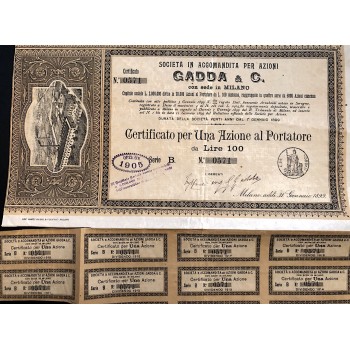 1899 - SOC. IN ACCOMANDITA PER AZIONI GADDA & C. - 1 AZIONE - MILANO