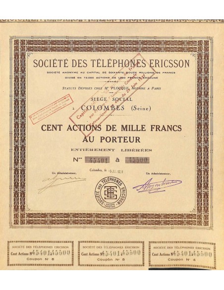 1934 - TELEPHONES ERICSSON SOC. DES