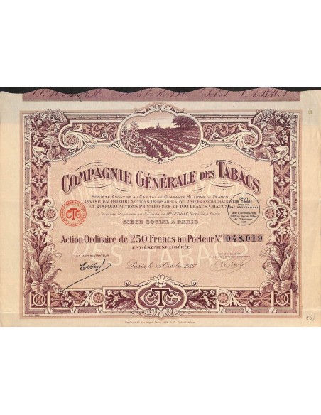 1927 - COMPAGNIE GENERALE DES TABACS