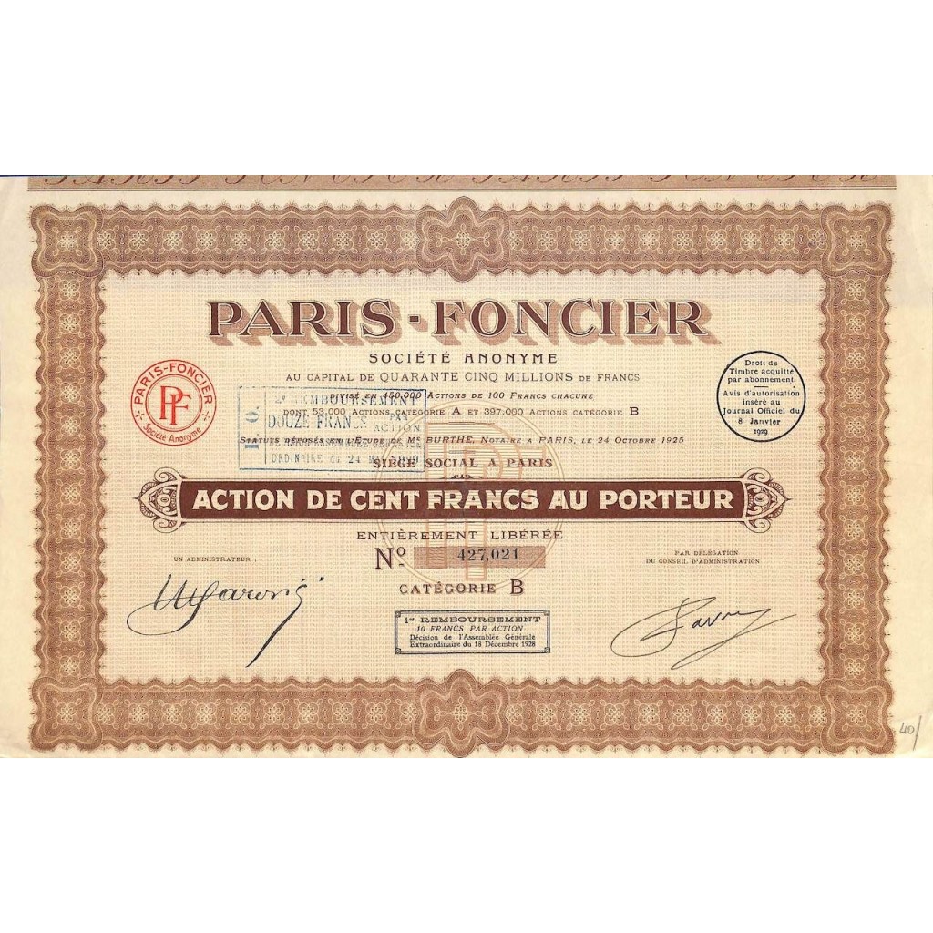 1929 - PARIS-FONCIER