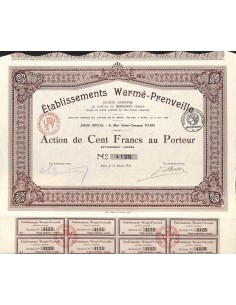 1921 - ETABLISSEMENTS WARMÉ-PRENVEILLE