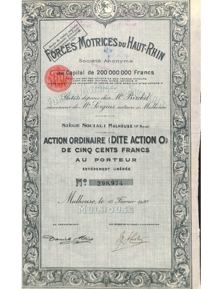 1930 - FORCES MOTRICES DU HAUT-RHIN
