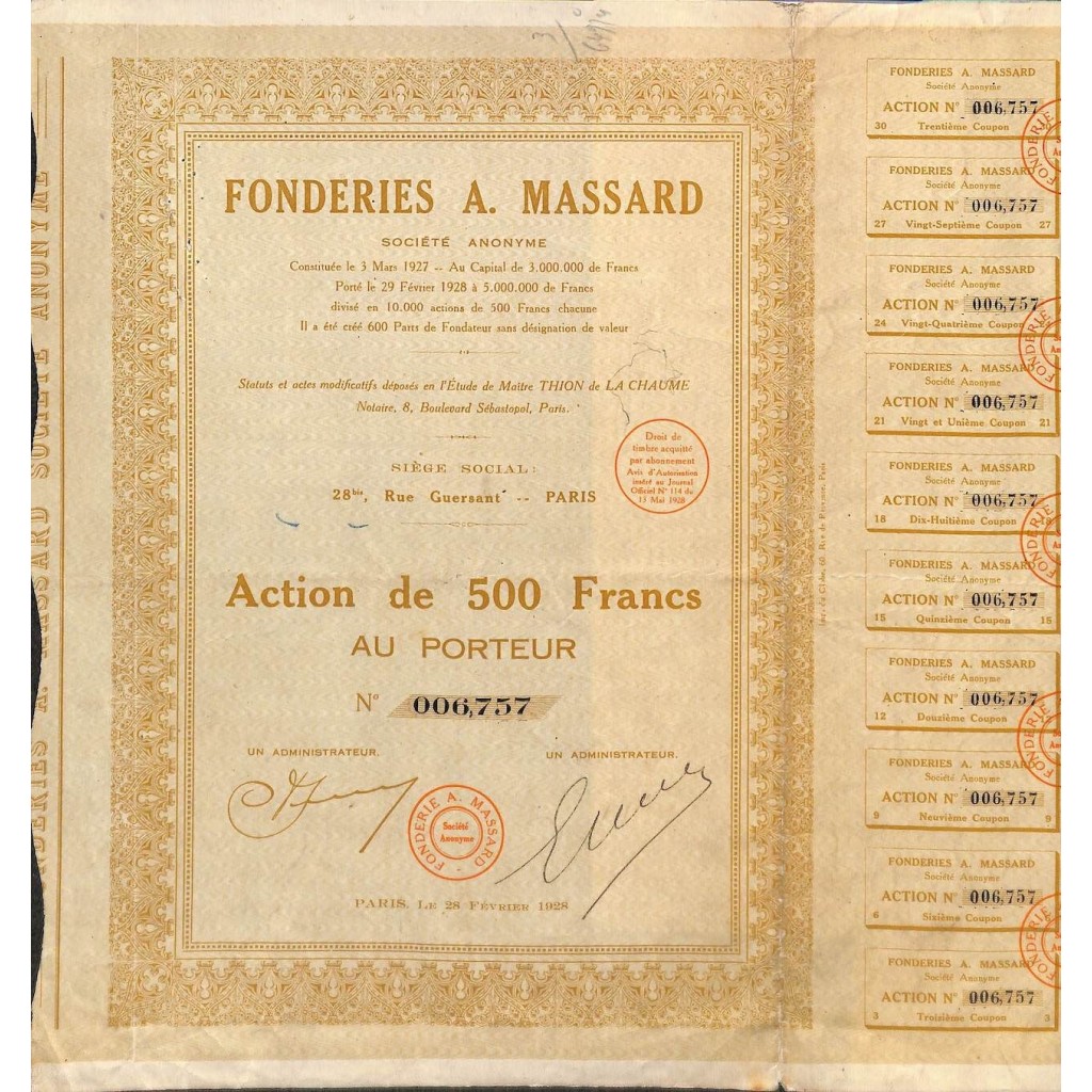 1928 - FONDERIES A. MASSARD