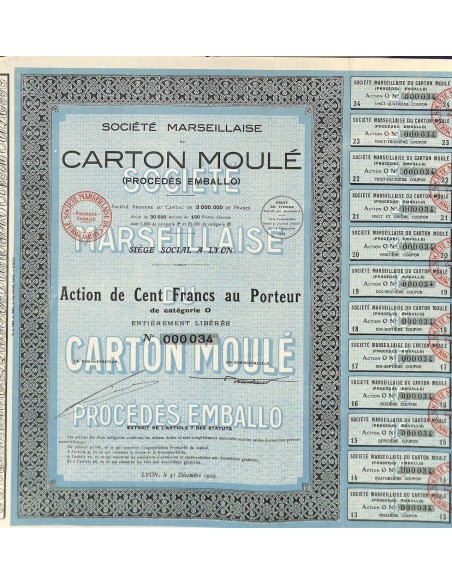 1929 - CARTON MOULÉ SOC. MARSEILLAISE DU