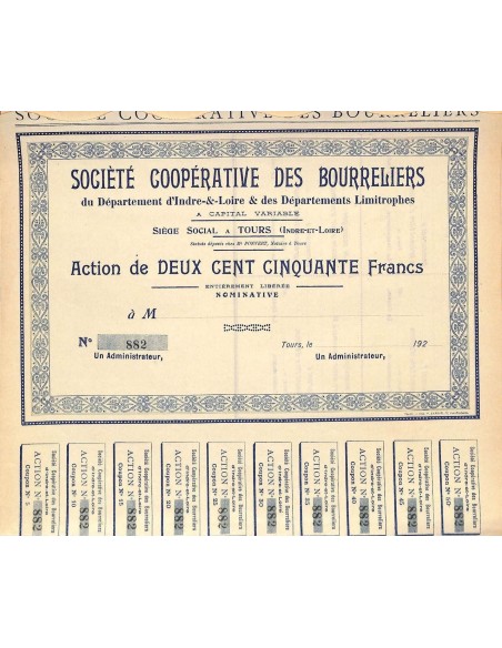 1920 - COOPERATIVE DES BOURRELIERS SOC.