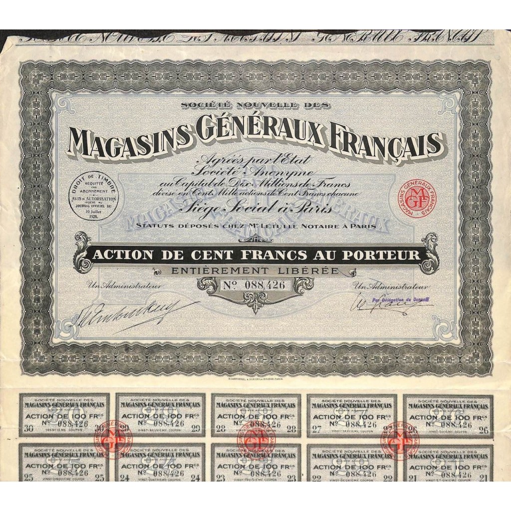 1928 - MAGASINS GENERAUX FRANCAIS