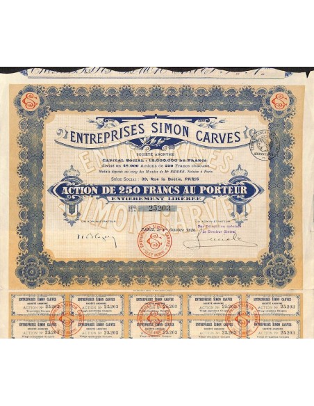 1920 - ENTREPRISES SIMON CARVES