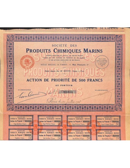 1926 - PRODUITS CHIMIQUES MARINS SOC. DES