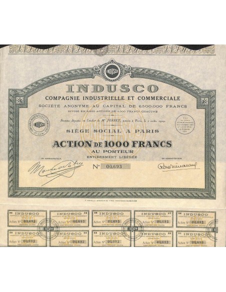 1930 - INDUSCO COMP. INDUSTRIELLE ET COMMERCIALE