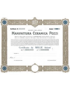MANIFATTURA CERAMICA POZZI - 1000 AZIONI MILANO 1906
