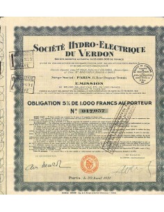 1931 - HYDRO-ELECTRIQUE DU VERDON SOC.