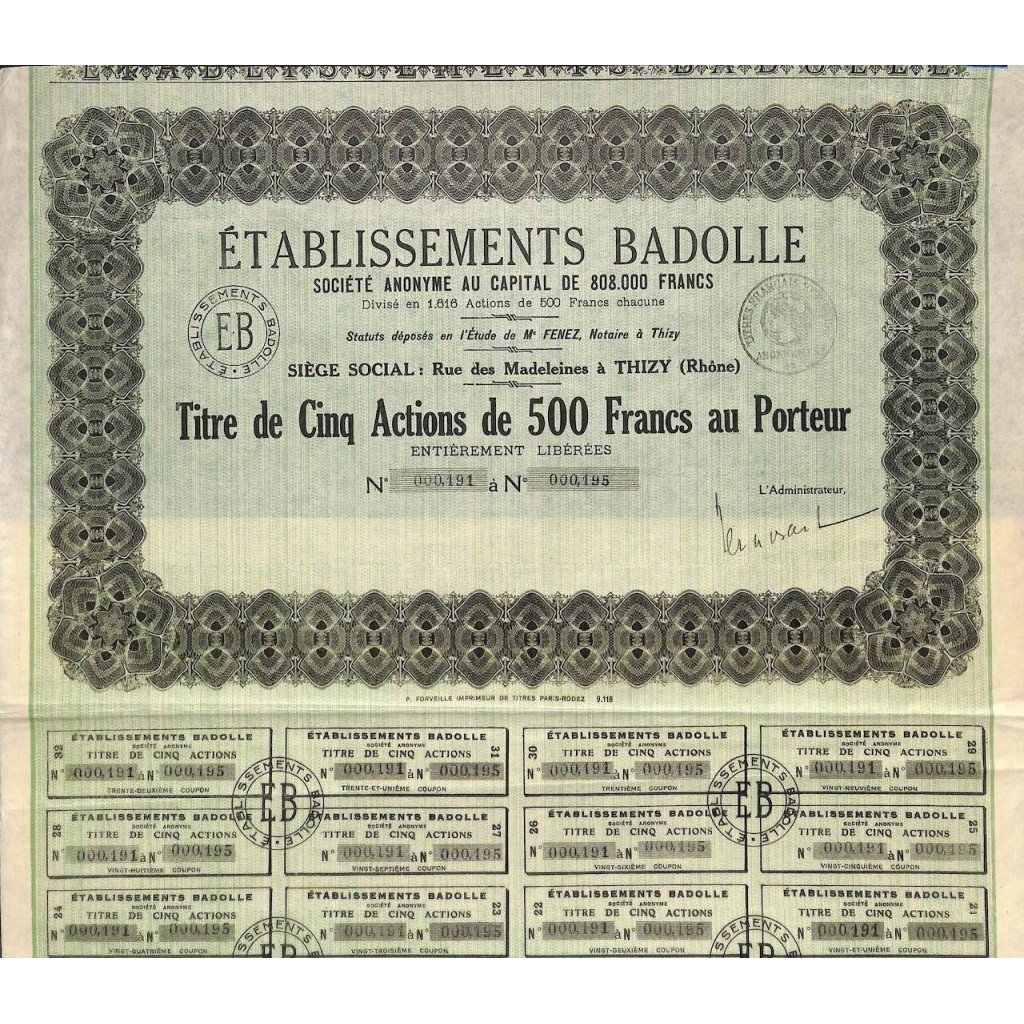 ETABLISSEMENTS BADOLLE