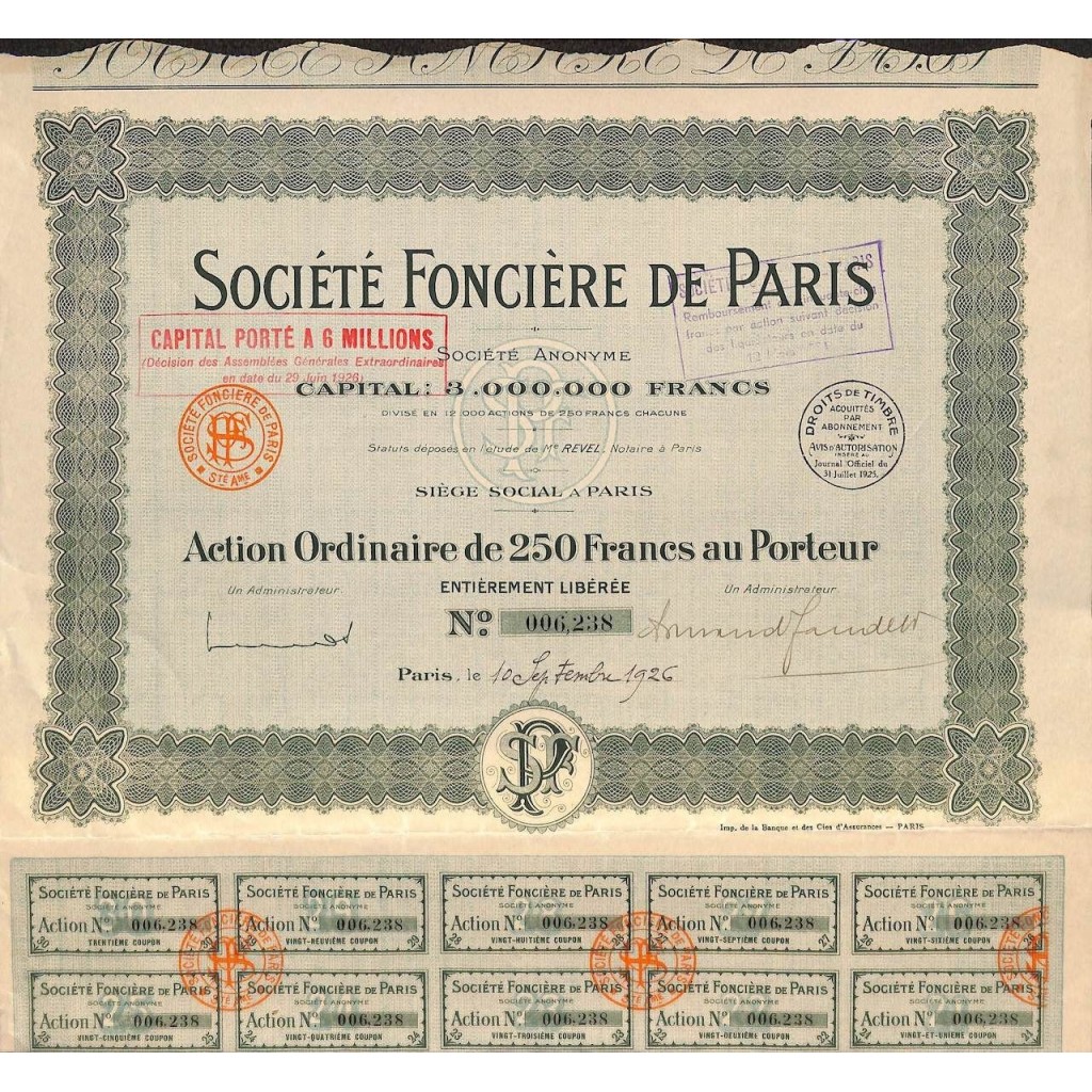 1926 - FONCIÈRE DE PARIS SOC.