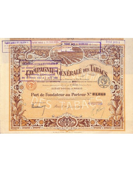 1919 - COMPAGNIE GENERALE DES TABACS