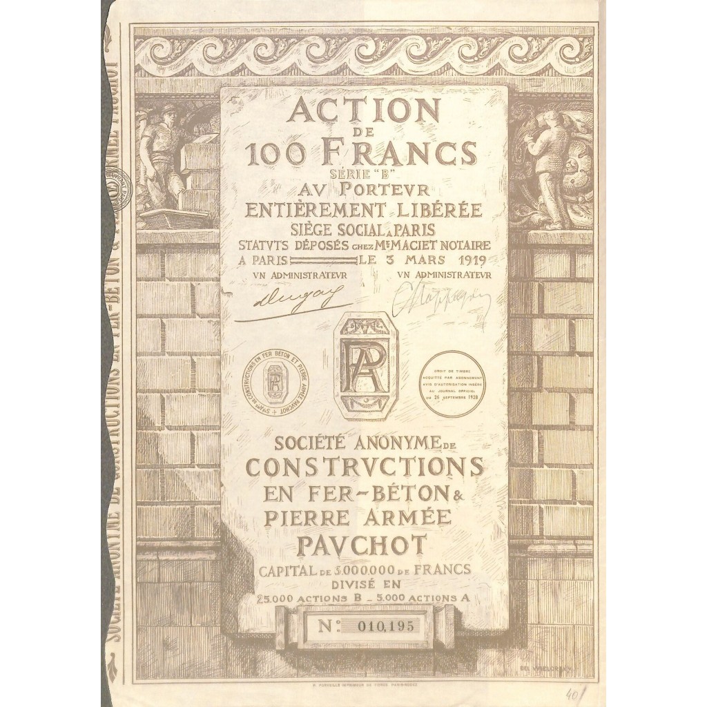 1928 - CONSTRUCTIONS EN FER BETON ET PIERRE...