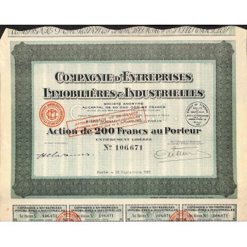 1929 - COMP. D'ENTREPRISES IMMOBILIERES ET INDUSTRIELLES