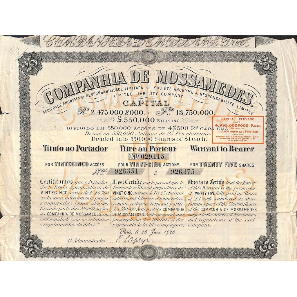 1926 - COMPANHIA DE MOSSAMEDES