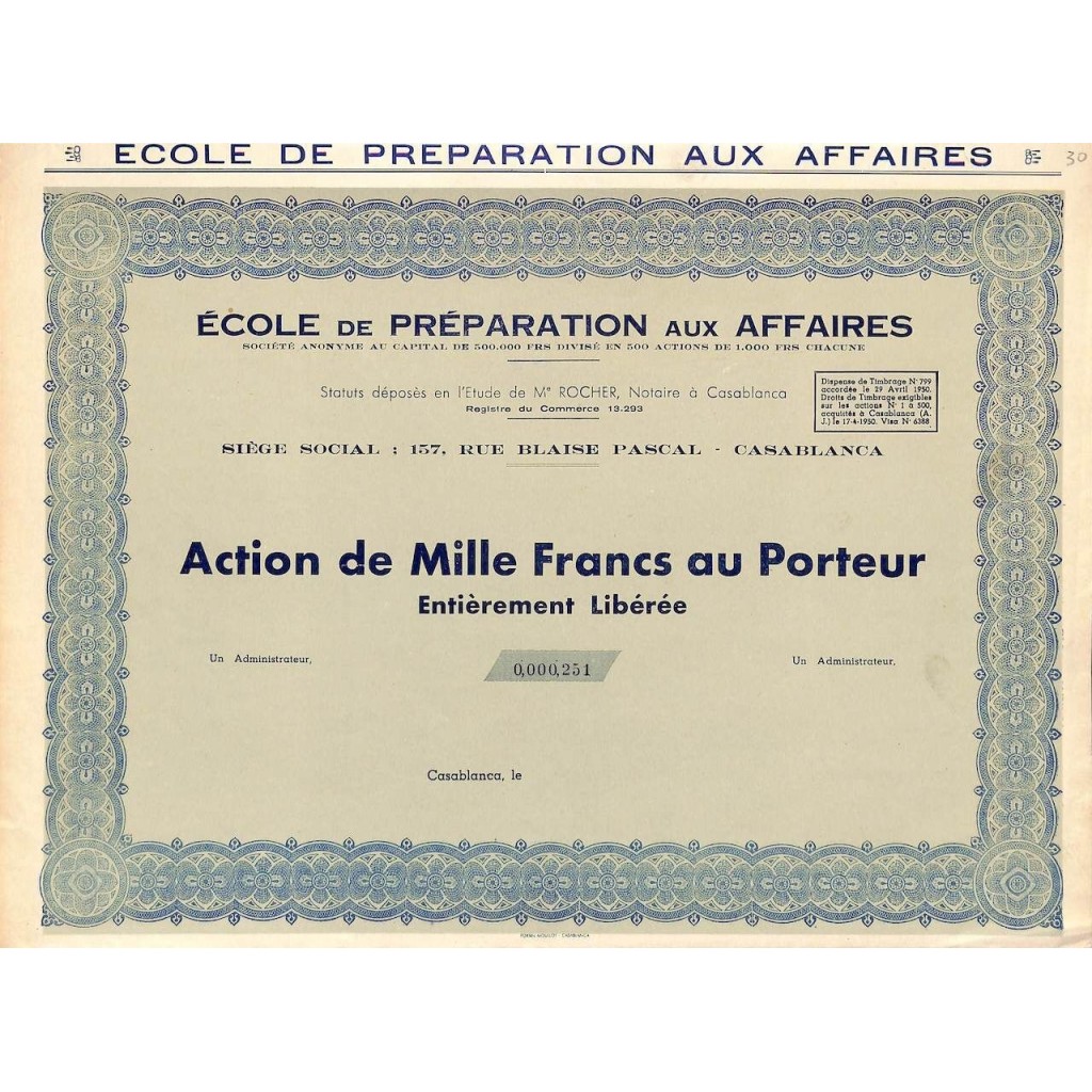 1950 - ECOLE DE PREPARATION AUX AFFAIRES