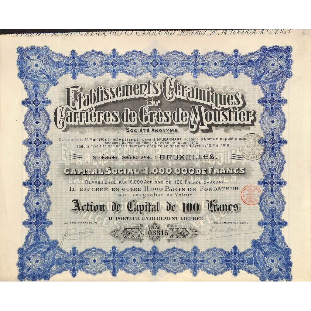1918 - ETABLISSEMENTS CERAMIQUES ET CARRIERES...