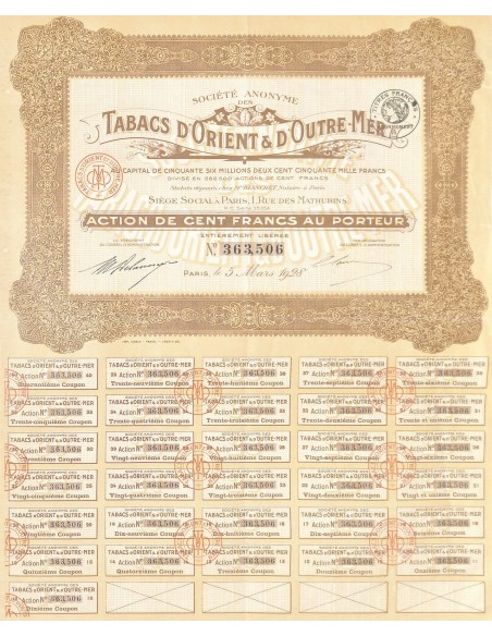 1928 - TABACS D'ORIENT ET D'OUTRE-MER