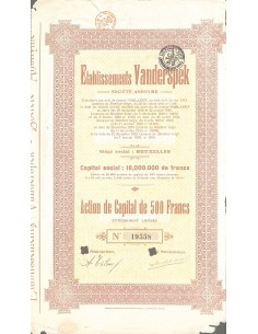 1925 - VANDERSPEK ETABLISSEMENTS