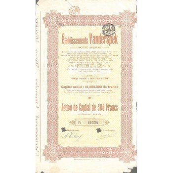 1925 - VANDERSPEK ETABLISSEMENTS